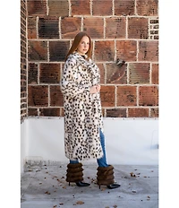 Azalea Wang Pepper Snow Leopard Faux Fur Oversize Maxi Coat