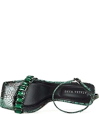 Azalea Wang Periis Snake Print Ankle Strap Jeweled Dress Sandals
