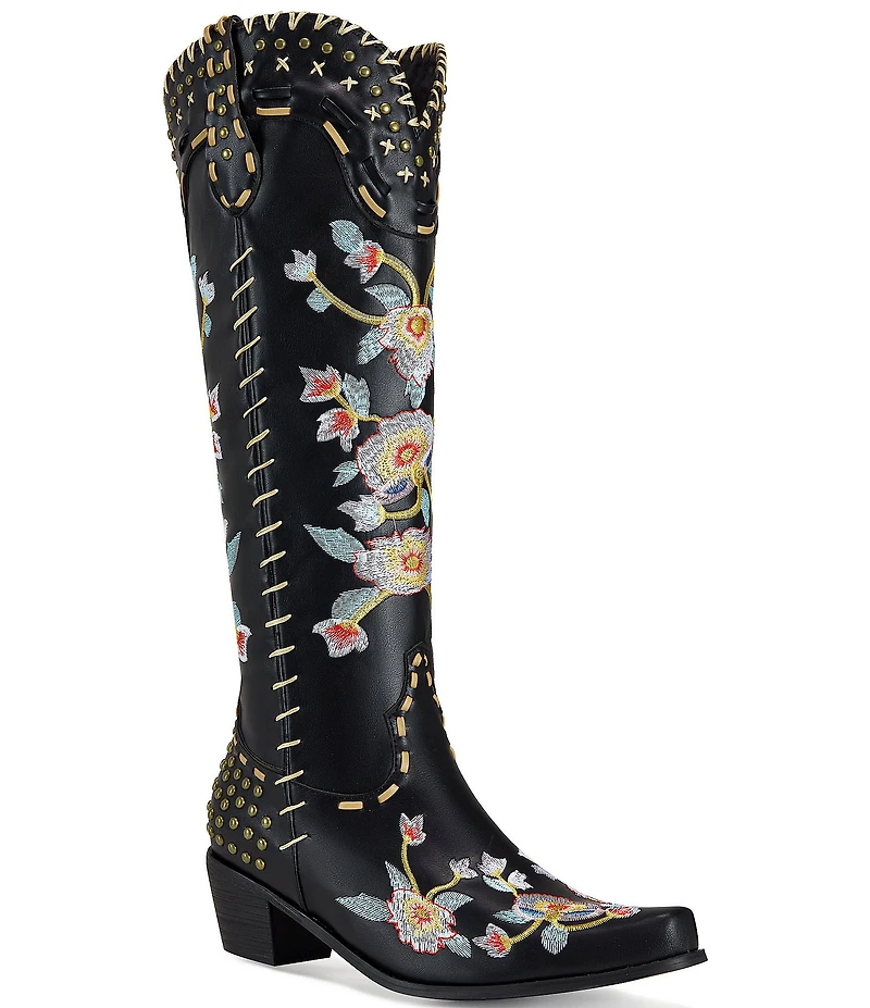 Azalea Wang Phineas Flower Embroidery Western Boots