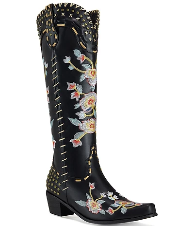 Azalea Wang Phineas Flower Embroidery Western Boots