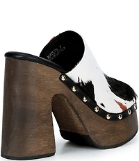 Azalea Wang Picard Cow Print Calf Hair Platform Mules