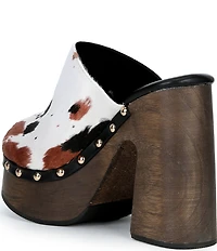 Azalea Wang Picard Cow Print Calf Hair Platform Mules