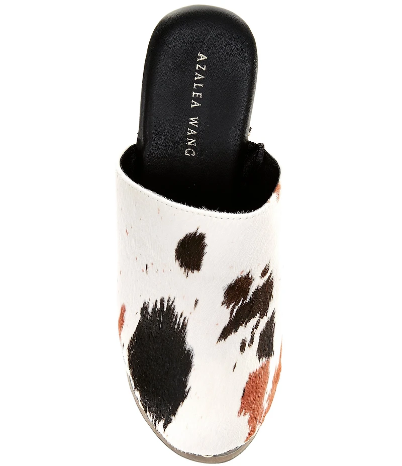 Azalea Wang Picard Cow Print Calf Hair Platform Mules
