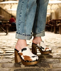 Azalea Wang Picard Cow Print Calf Hair Platform Mules