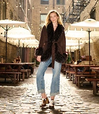 Azalea Wang Picard Cow Print Calf Hair Platform Mules