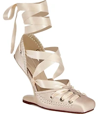 Azalea Wang Pirouette Wrap Around Inverted Wedge Ballet Pumps