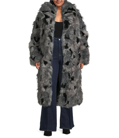 Azalea Wang Plus Size Adria Faux Fur Oversize Shawl Collared Trench Coat