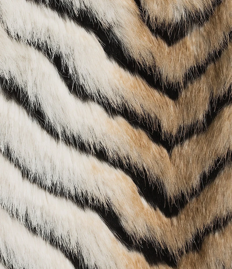 Azalea Wang Plus Size Argyll Beige Faux Fur Stiff Collar Long Sleeves Three Belted Moto Jacket