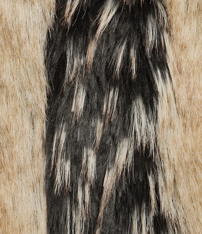 Azalea Wang Plus Size Aurora Tan Fox Pattern Shawl Collar Oversize Maxi Faux Fur Coat