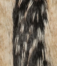 Azalea Wang Plus Size Aurora Tan Fox Pattern Shawl Collar Oversize Maxi Faux Fur Coat