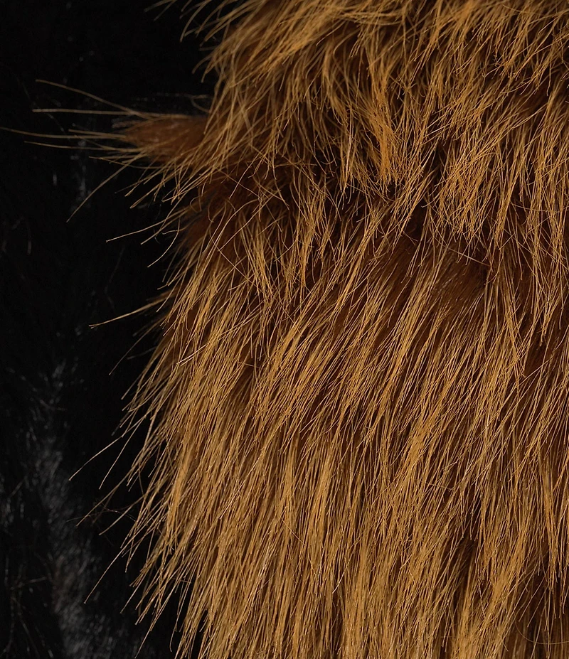 Azalea Wang Plus Size Chiara Brown Faux Fur High Collared Bolero Jacket