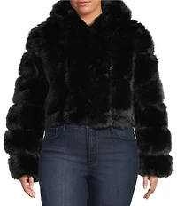 Azalea Wang Plus Size Jolene Faux Fur Hooded Filled Jacket