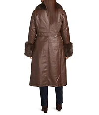 Azalea Wang Plus Size Kaya Faux Fur Oversize Shawl Collar Belted Snap Front Trench Coat