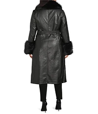Azalea Wang Plus Size Kaya Faux Fur Oversize Shawl Collar Belted Trench Coat
