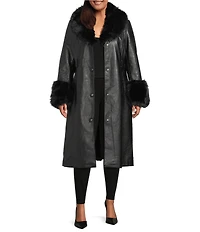 Azalea Wang Plus Size Kaya Faux Fur Oversize Shawl Collar Belted Trench Coat