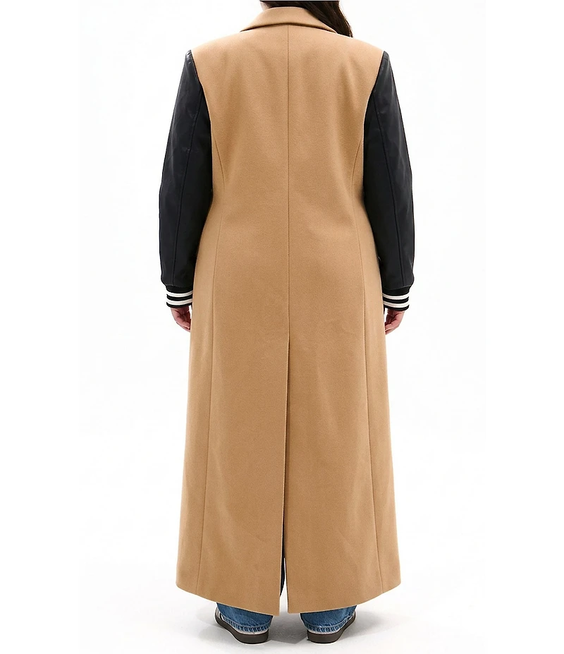 Azalea Wang Plus Size Malone Solid Notch Collar Midweight Button Front Maxi Jacket