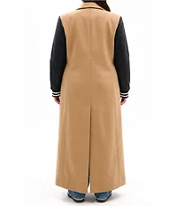 Azalea Wang Plus Size Malone Solid Notch Collar Midweight Button Front Maxi Jacket
