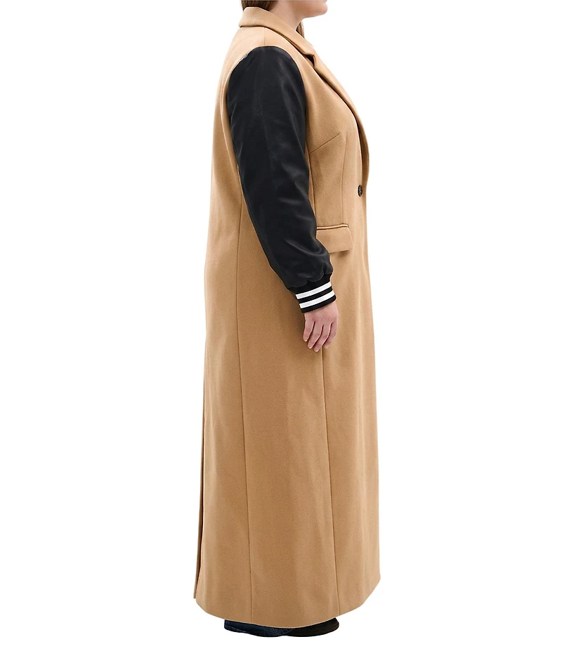 Azalea Wang Plus Size Malone Solid Notch Collar Midweight Button Front Maxi Jacket