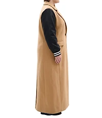 Azalea Wang Plus Size Malone Solid Notch Collar Midweight Button Front Maxi Jacket
