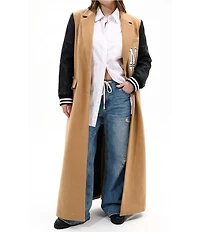 Azalea Wang Plus Size Malone Solid Notch Collar Midweight Button Front Maxi Jacket