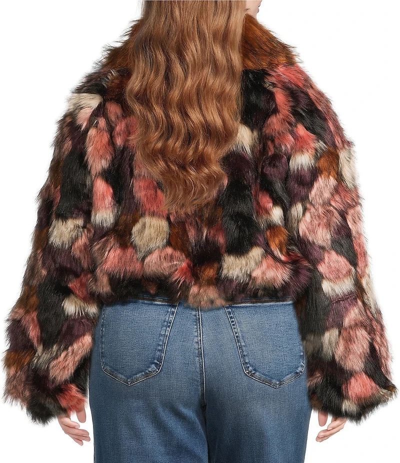 Azalea Wang Plus Size Molly Retro Faux Fur Shawl Collared Oversize Crop Jacket