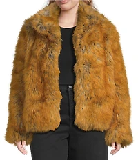 Azalea Wang Plus Size Pandifox High Funnel Neck Faux Fur Zip Front Jacket