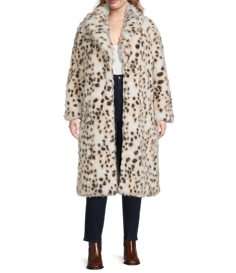 Azalea Wang Plus Size Pepper Snow Leopard Faux Fur Oversize Maxi Coat