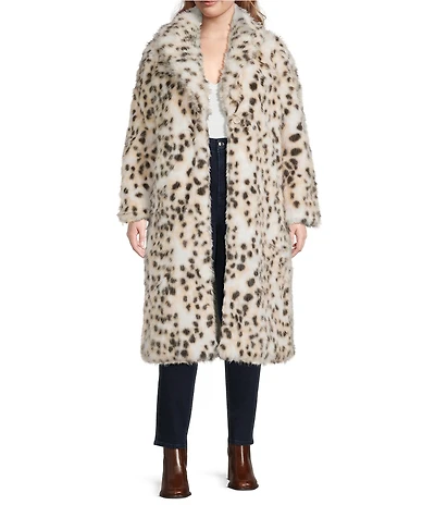Azalea Wang Plus Size Pepper Snow Leopard Faux Fur Oversize Maxi Coat