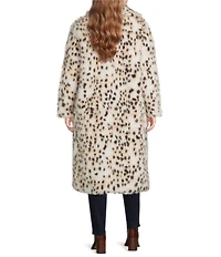 Azalea Wang Plus Size Pepper Snow Leopard Faux Fur Oversize Maxi Coat