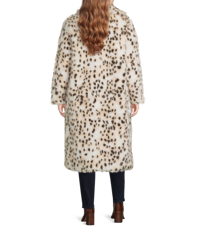 Azalea Wang Plus Size Pepper Snow Leopard Faux Fur Oversize Maxi Coat
