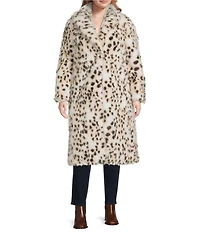 Azalea Wang Plus Size Pepper Snow Leopard Faux Fur Oversize Maxi Coat