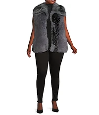 Azalea Wang Plus Size Vanesa Raccoon Pattern Faux Fur Shawl Collar Oversize Zip Front Vest