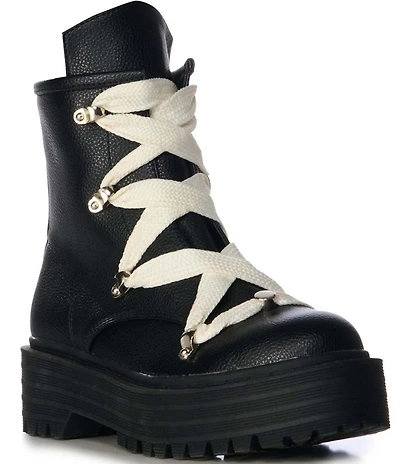 Azalea Wang Pollux Oversized Lace Platform Combat Booties