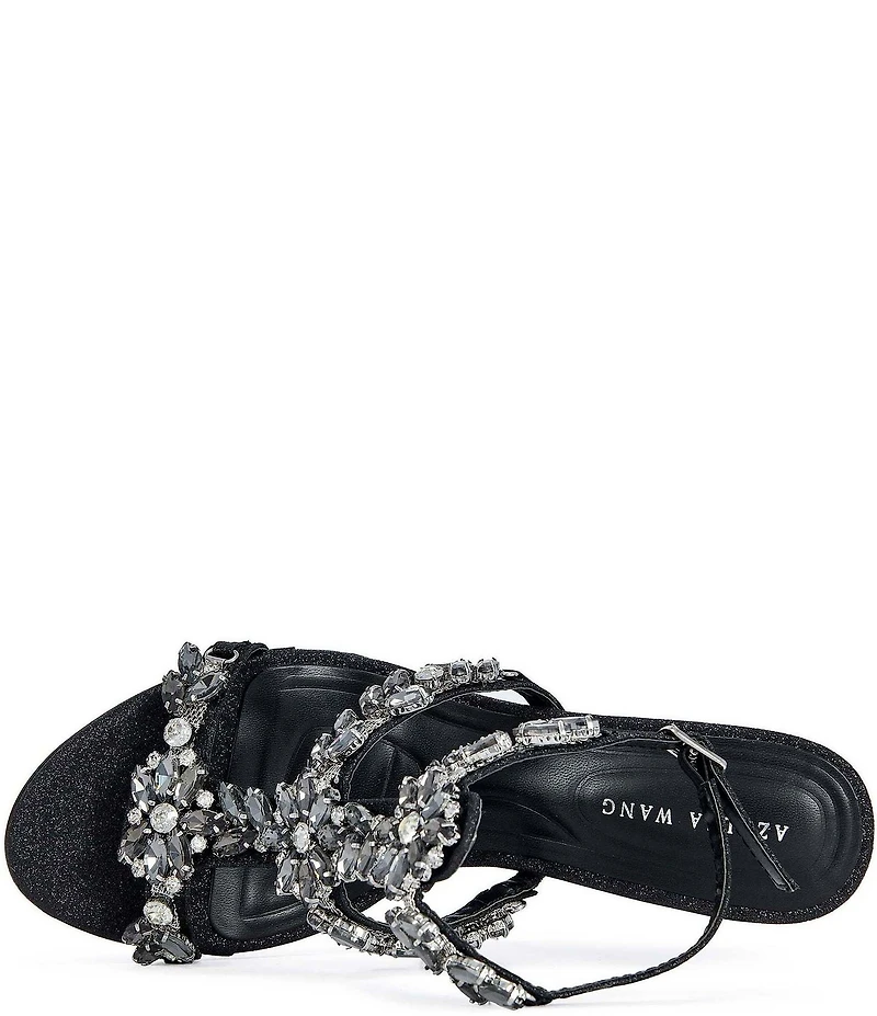 Azalea Wang Porceline Jeweled Sculpted Wedge Dress Sandals