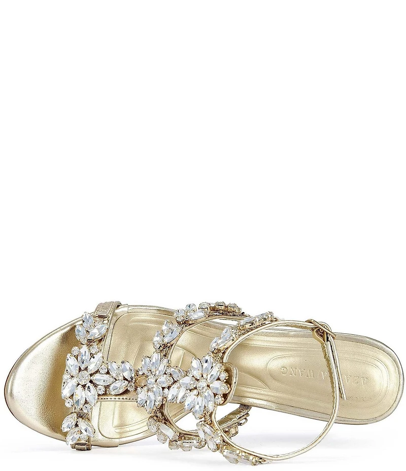 Azalea Wang Porceline Metallic Jeweled Sculpted Wedge Dress Sandals
