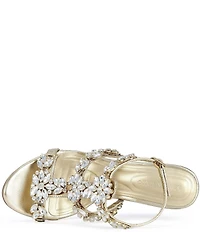 Azalea Wang Porceline Metallic Jeweled Sculpted Wedge Dress Sandals