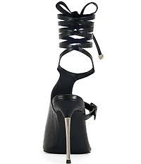 Azalea Wang Previa Croco Print Ankle Wrap Tie Toe Loop Dress Sandals