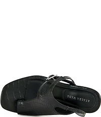 Azalea Wang Previa Croco Print Ankle Wrap Tie Toe Loop Dress Sandals