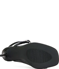 Azalea Wang Previa Croco Print Ankle Wrap Tie Toe Loop Dress Sandals