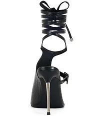 Azalea Wang Previa Croco Print Ankle Wrap Tie Toe Loop Dress Sandals