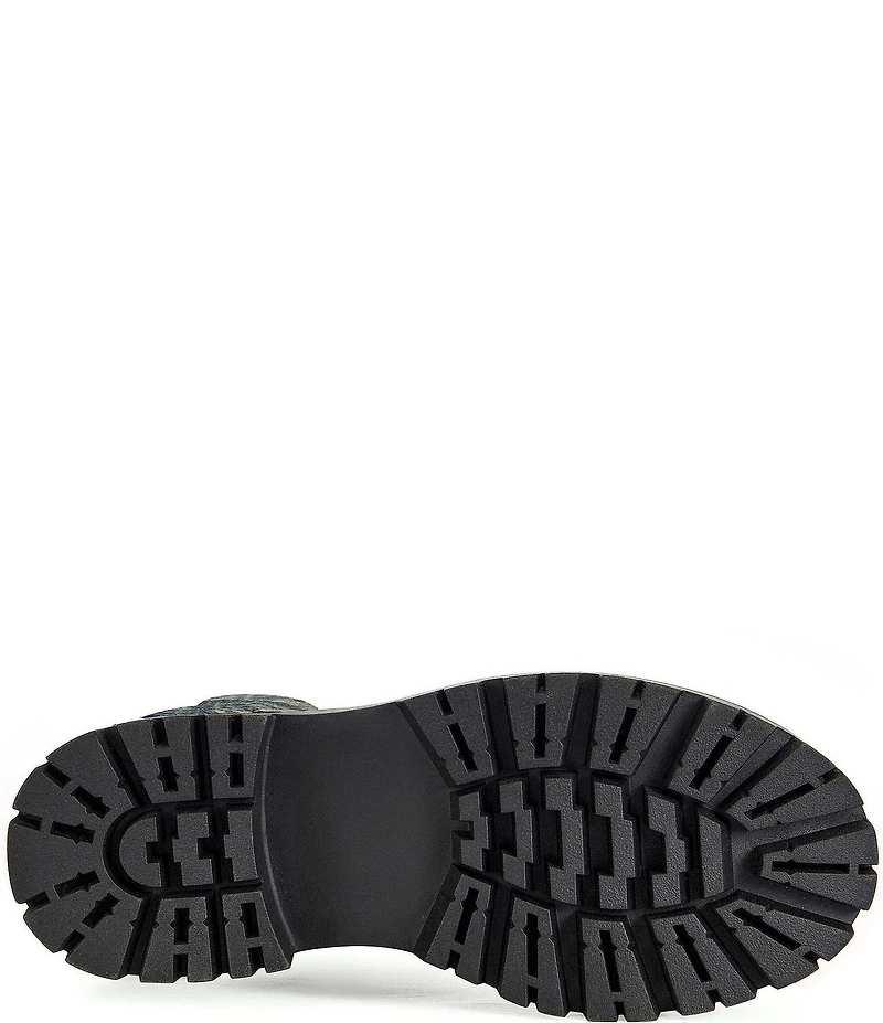 Azalea Wang Providence Mixed Print Denim Combat Boots