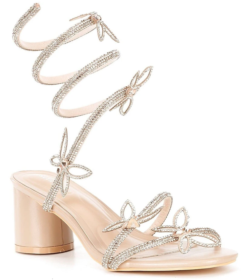 Azalea Wang Quinton Butterfly Ornamented Ankle Wrap Dress Sandals