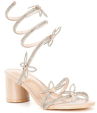 Azalea Wang Quinton Butterfly Ornamented Ankle Wrap Dress Sandals
