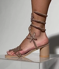 Azalea Wang Quinton Butterfly Ornamented Ankle Wrap Dress Sandals