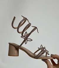 Azalea Wang Quinton Butterfly Ornamented Ankle Wrap Dress Sandals