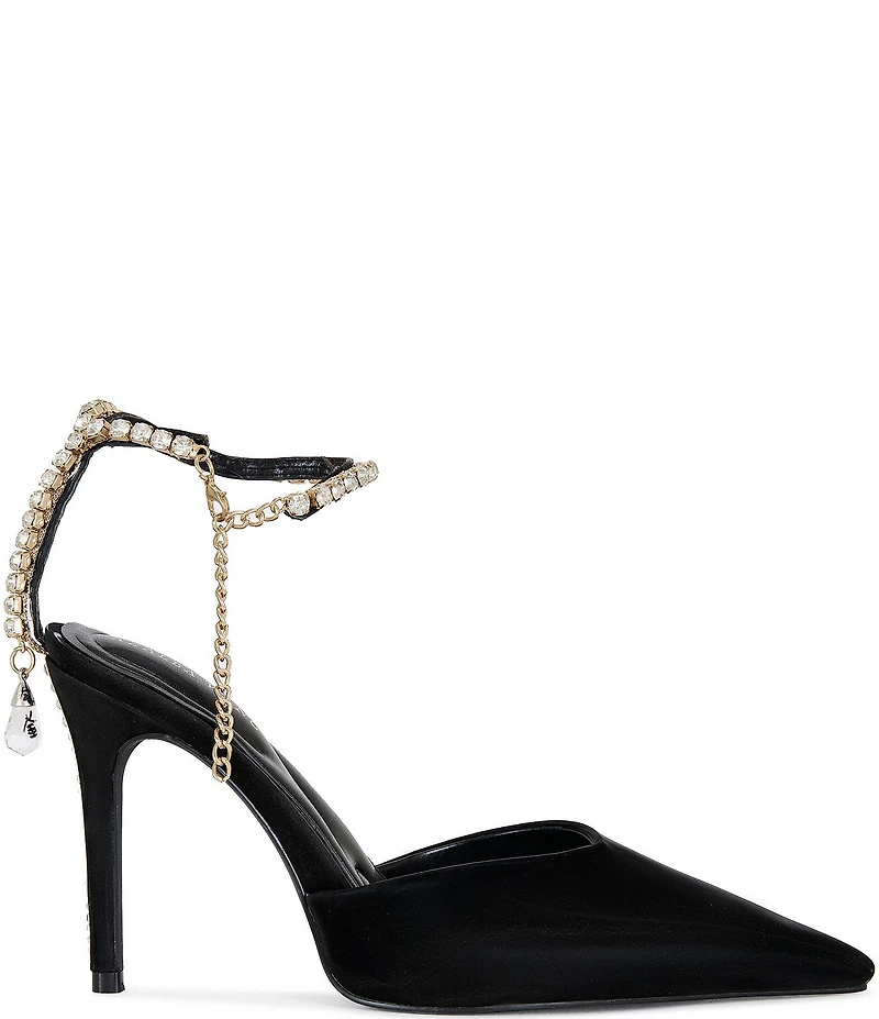 Azalea Wang Rabindra Rhinestone Ankle Bracelet Dress Pumps