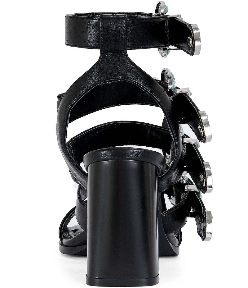 Azalea Wang Raeanne Turquoise Buckle Gladiator Sandals