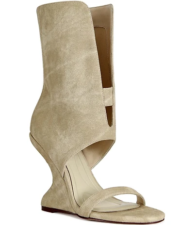 Azalea Wang Raffaello Sculpted Wedge Mid Calf Open Toe Booties