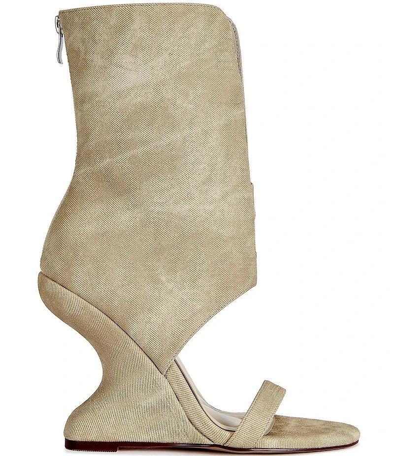 Azalea Wang Raffaello Sculpted Wedge Mid Calf Open Toe Booties
