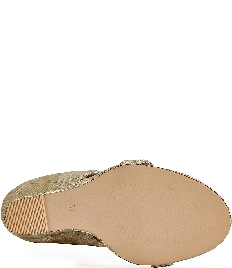 Azalea Wang Raffaello Sculpted Wedge Mid Calf Open Toe Booties